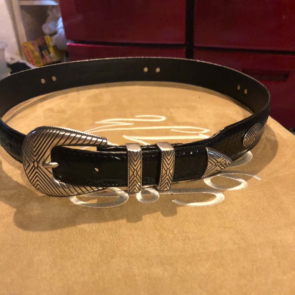 Black leather belt